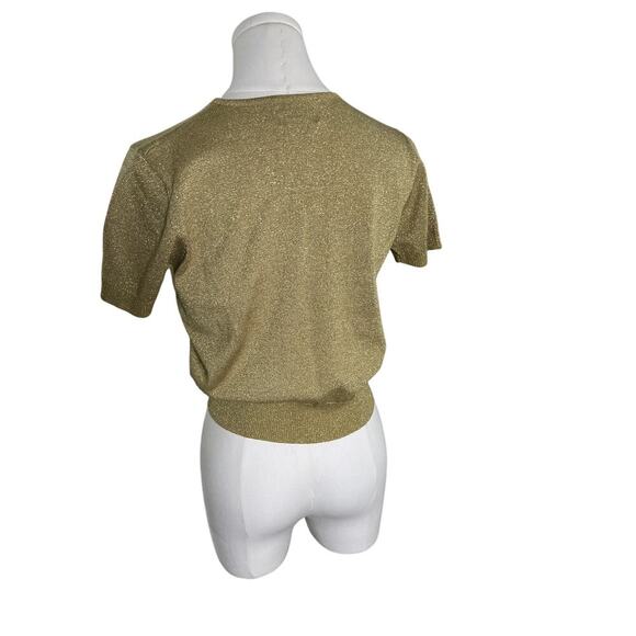 Vintage Leslie Fay Gold Metallic Knit Petite Top Made in Hong Kong 80s‎ - Picture 4 of 14
